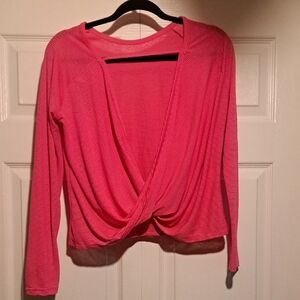 Women's Pink Fuchsia Twist Front Top Size XS